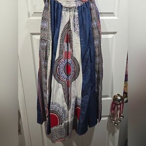 African Skirt w/ Pockets & matching Headscarf- OS-2X RWB